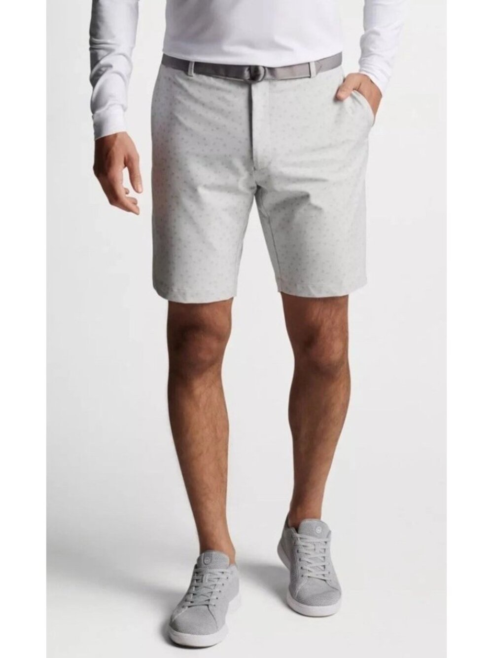 PETER MILLAR GOLF SALEM CARTS PERFORMANCE Flat Front Shorts, 36 GREY - Picture 2 of 10